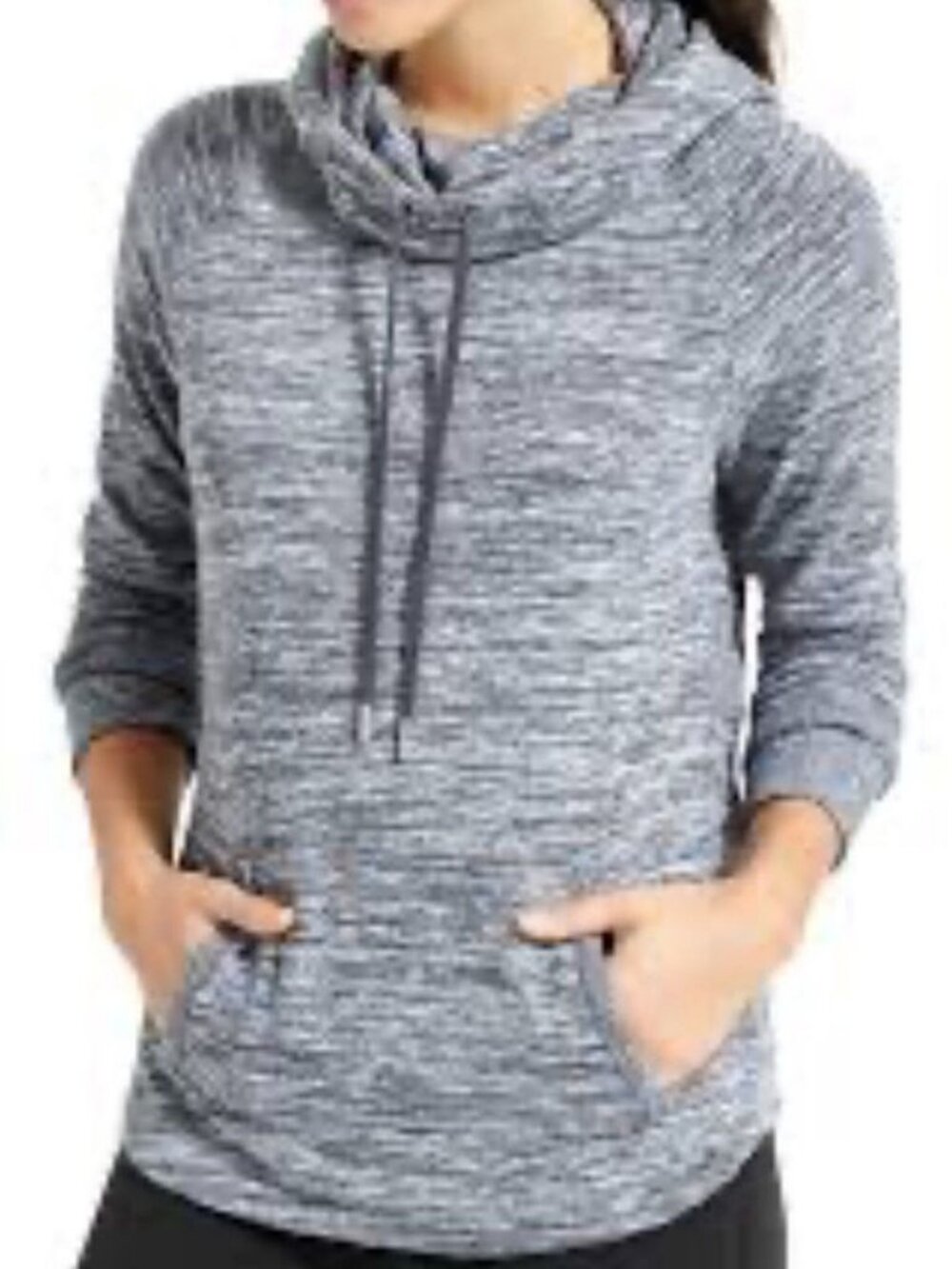 Athleta Techie Pullover Cowl Neck Sweatshirt Hoodie Heathered Gray XS